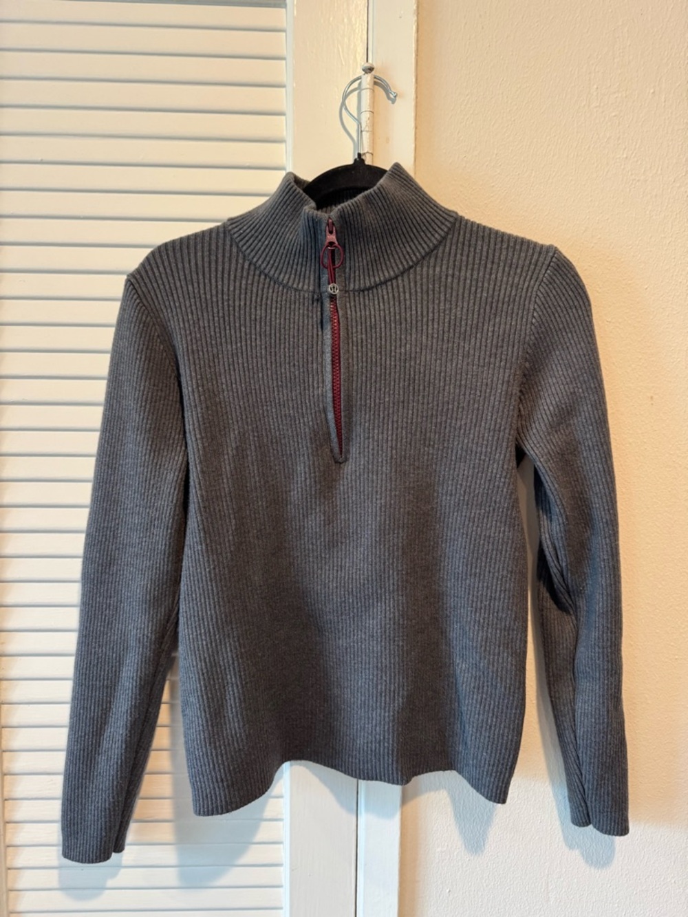 Grey Ribbed Half-Zip Sweater